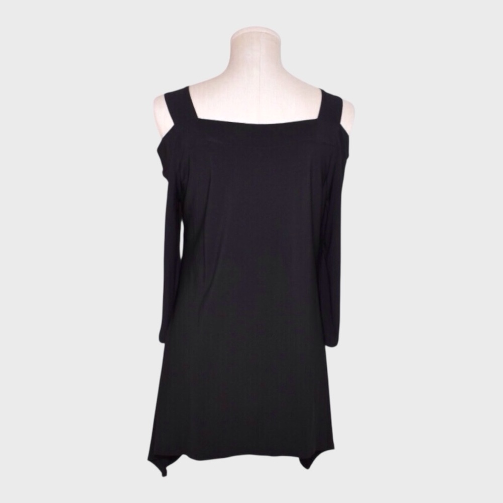 Caribe Cold Shoulder Tunic Top with Handkerchief Hem - Picture 3 of 5